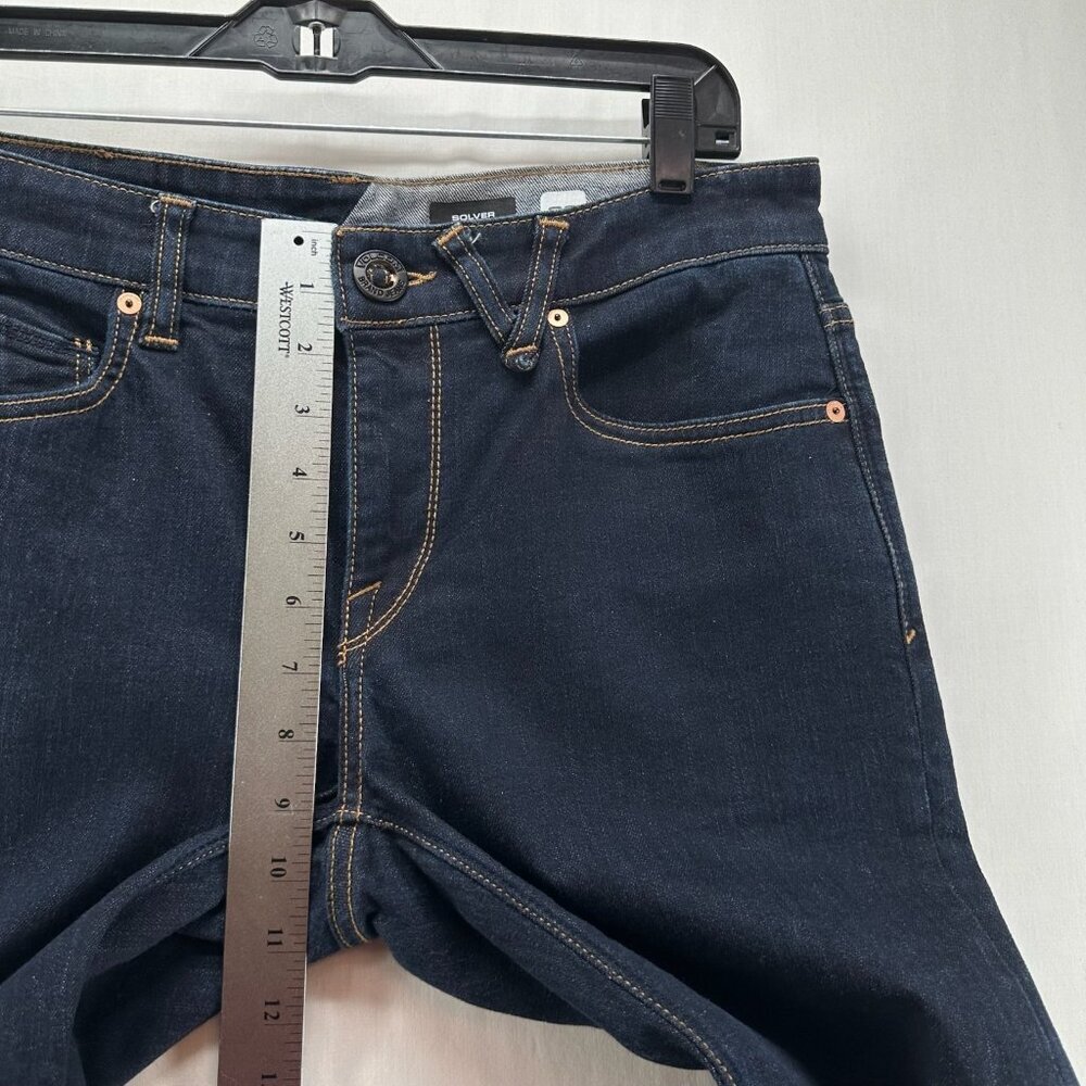 Volcom Solver Jeans Mens 30 Modern Fit Straight Leg Stretch Denim Dark Blue Wash - Picture 8 of 13